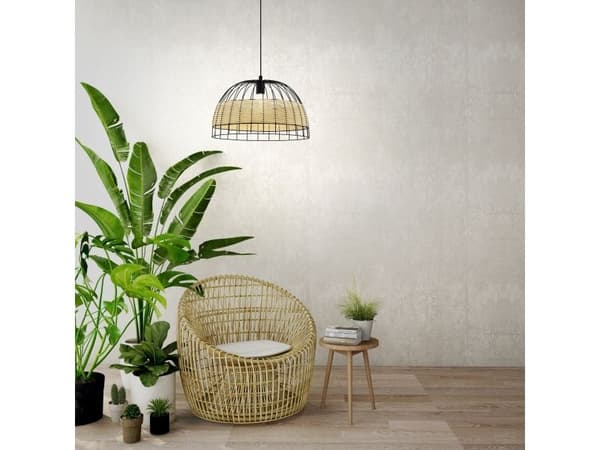 EGLO ANWICK pendellampe E27 Ø500 sort/natur
