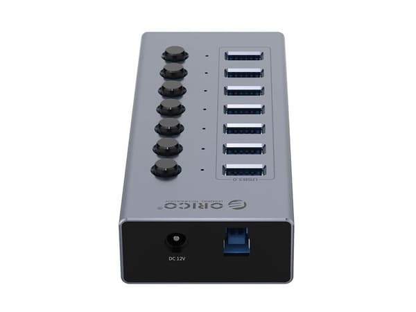 USB-hub Orico Hub BT2U3-7AB med knappar 7x USB-A - grå