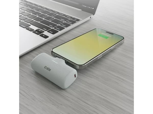 SBS EcoPower 5000 mAh 10W integroidulla USB-C-portilla harmaa