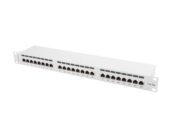 Lanberg PPS5-1024-S - Patch-panel - rackmontering - CAT 5e - STP - RJ-45 X 24 - grå, RAL 7035 - 1U - 19"