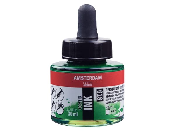 Amsterdam Acrylic Ink Bottle Permanent Green Light 618
