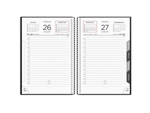 Dagkalender svart PP-plast 2027
