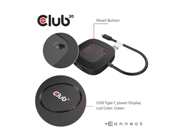 Club 3D - Dokkingstasjon - USB-C 3.2 Gen 1 - DP