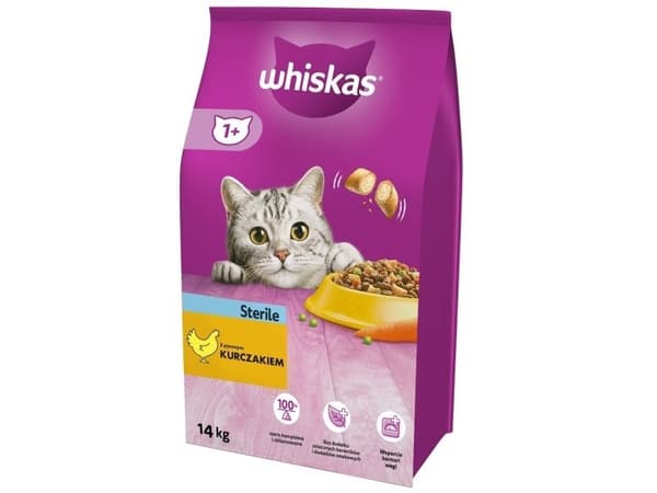 Whiskas STERILE torrfoder för vuxna katter med kyckling - 14 kg