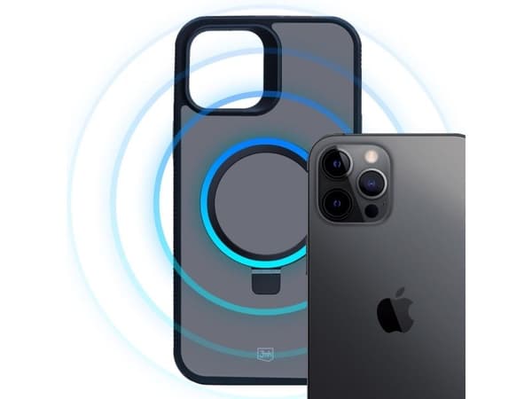 3mk Smoke Case Mag&amp;Stand till Apple iPhone 12 pro max - sort