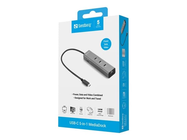 SANDBERG USB-C 5-in-1 -mediatelakka