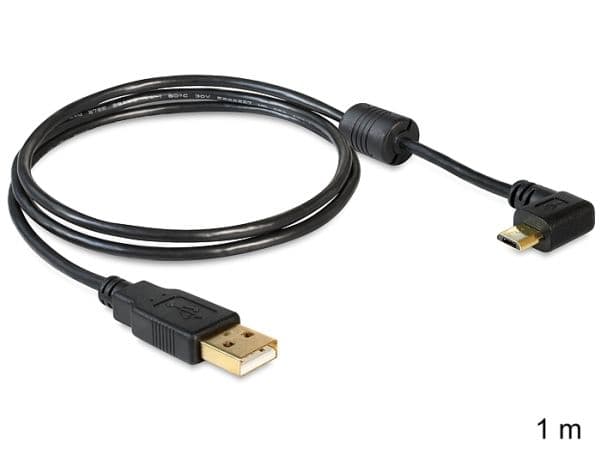 Delock - USB-kabel - USB (hann) til Micro-USB type B (hann) - 1 m - 90° kontakt