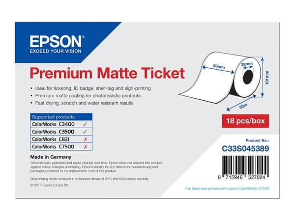 Epson matt biljettpapper - (C33S045389)