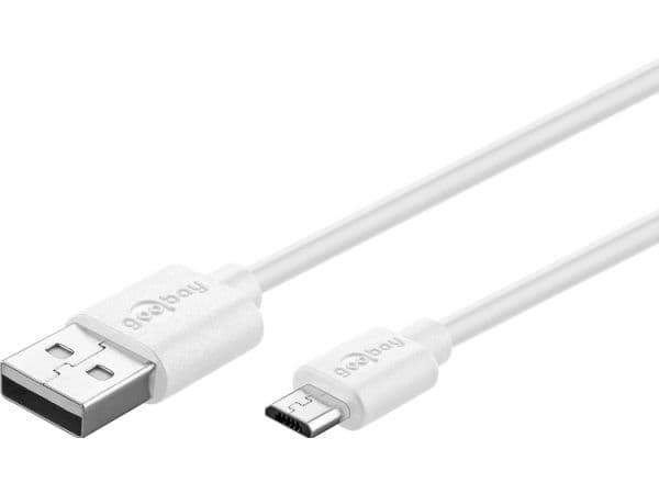 Goobay 77527, 1 m, USB A, Micro-USB B, USB 2.0, 0,48 Gbit/s, Hvit