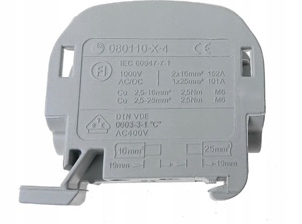 Simet fördelningsblock - gren Al/Cu SCB 25 (80110) SIMBLOCK grå 81501002