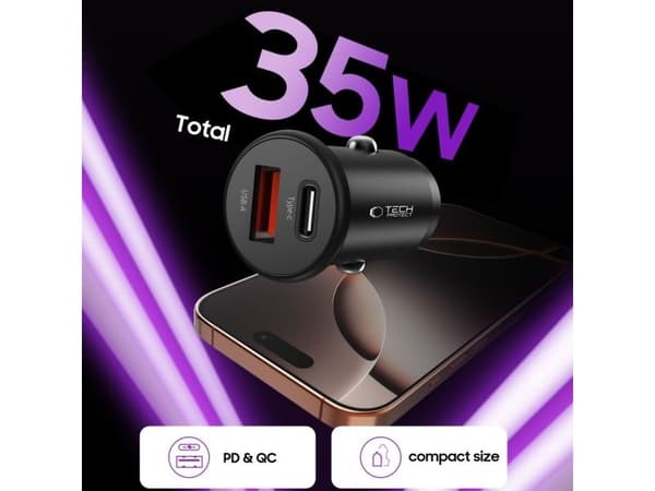 Tech-Protect TECH-PROTECT CC02 2-port bil­laddare PD35W/QC3.0 svart
