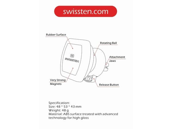 Swissten magnetisk bilhållare S-GRIP M3