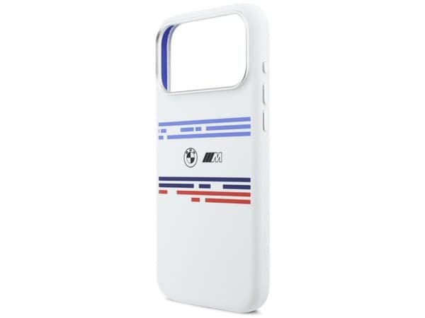 BMW M Silicon Horizontal Line MagSafe Case for iPhone 17 Pro Max - White