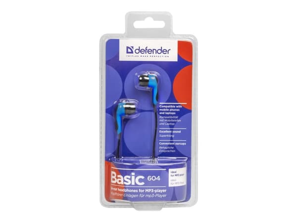 Defender Basic 604 - Ørepropper - i øret - kablet - 3,5 mm jakk - svart, blå