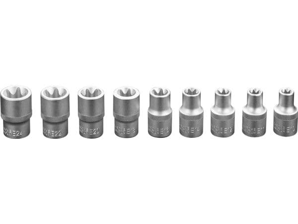 Neo 1/2" Torx hylsy E10-E24 9kpl (08-649)