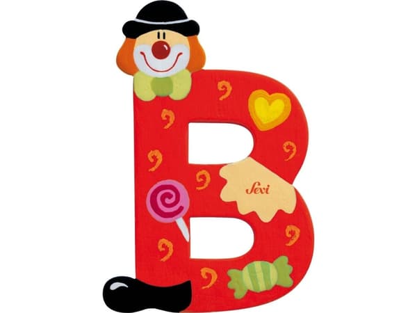 Träbokstav B, clown (81738)