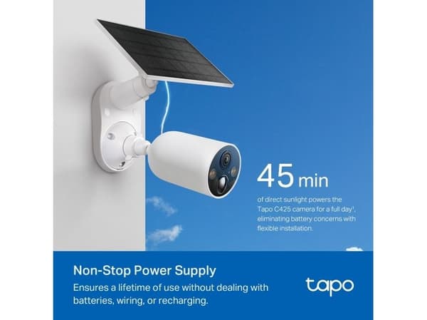 TP-Link Tapo C425 KIT, IP-säkerhetskamera, Utomhus, Trådlös, Innertak/vägg, Vit, Projektil (form)
