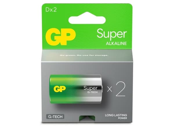 GP Super Alkaline D-batteri 13A/LR20 2-pak
