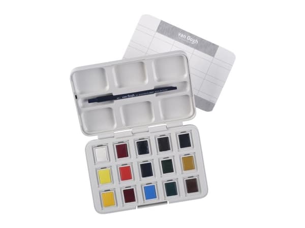 Van Gogh akvarell pocket box basic colours | 12 half pans + 3 farger gratis