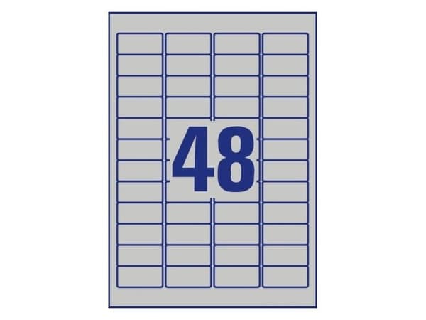 Avery L6009-8, Sølv, Selvklebende skriveretikett, A4, Polyester, Laser, Permanent