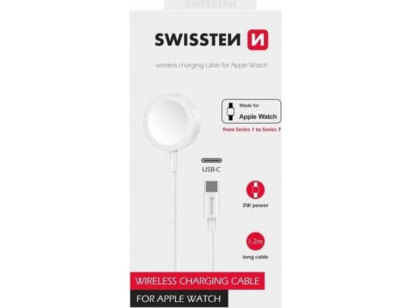 Swissten trådløs lader 3W for Apple Watch, USB-C