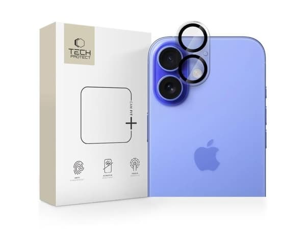 Tech-Protect Cam Fit+ kameralock för iPhone 16 / 16 Plus - transparent