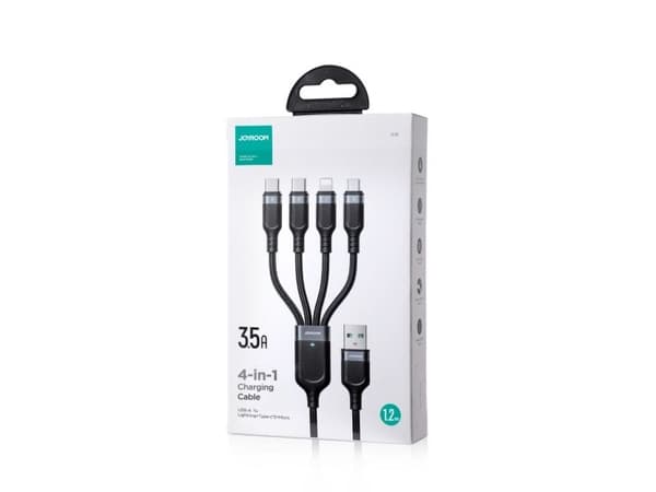 Joyroom multi-use S-A18 kabel 4-i-1 USB-A til USB-C / USB-C / Lightning / micro USB 1,2 m svart