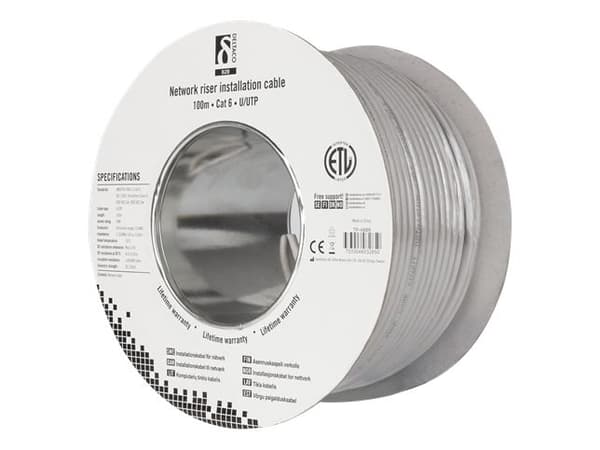 DELTACO - Bulkkabel - 100 m - UTP - CAT 6 - grå