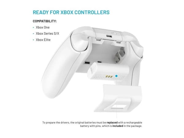 FIXED - Laddningsställ - 2 utdatakontakter (styrenhet för Xbox) - vit