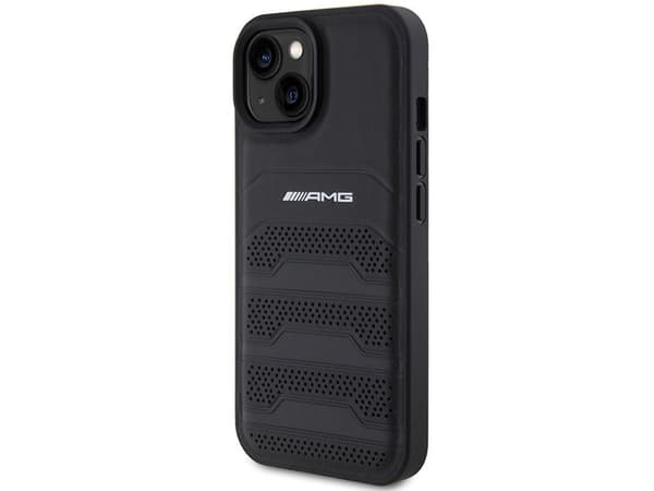 Hurtel AMG lær-debossede linjer-deksel til iPhone 15 Plus - sort
