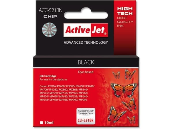 Activejet blekk ACC-521BN / CLI-521Bk (svart)