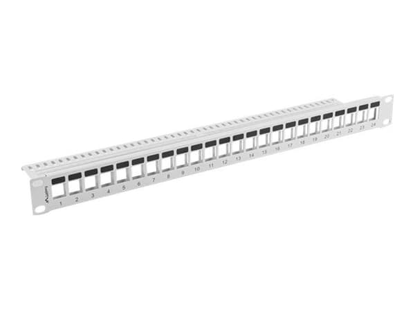Lanberg PPKS-1024-S - Patchpanel (blank) - stativmonterbar - grå - 1U - 19" - 24 porte