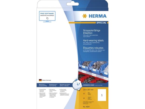 HERMA A4, Läpinäkyvä, Suorakulmio, Kiinteä, A4, Universaali, Polyesteri