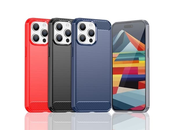 Hurtel fleksibelt carbonmønster etui til iPhone 15 Pro Max - blå