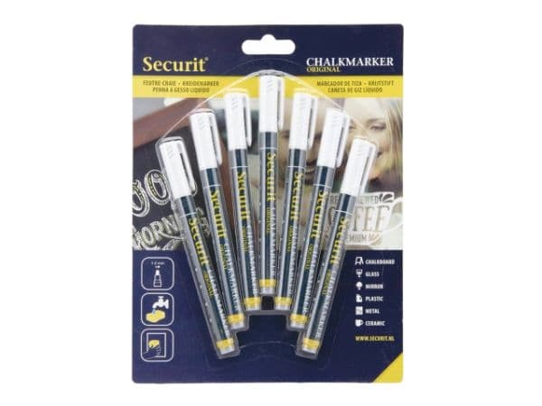 Securit kritmarker vit 1-2 mm - 7 st./förp.