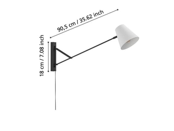 EGLO FORCADET vegglampe E27 sort/grå