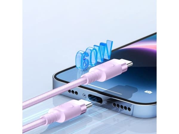 USB-C - USB-C 1m 5A 60W kaapeli - violetti