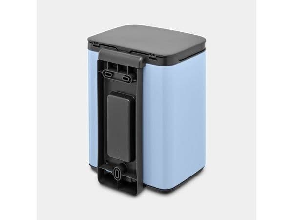 Brabantia Bo Waste Bin, 4 l, Rektangulær, Stål, Sort, Blå, Stål, Manuell