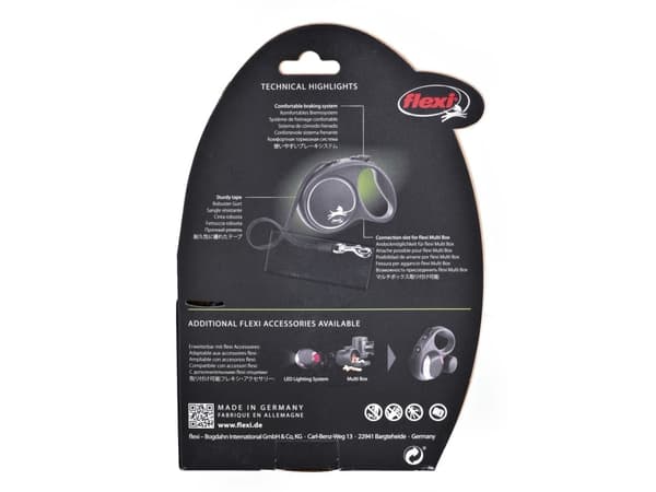 flexi Black Design L hundkoppel 5 m, 50 kg, blå