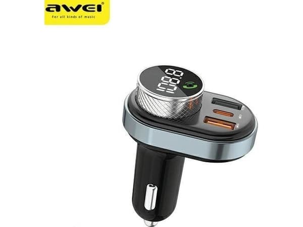 FM-sender Awei C-843, sett glo?nomówišcy, MP3, 1xUSB + 1xUSB-C