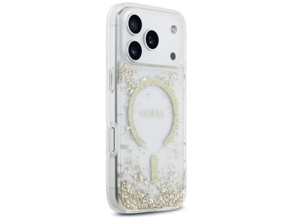 Guess Resin Bottom Glitter MagSafe Case for iPhone 18 Pro / 17 Pro - Gold