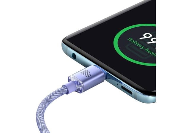 Baseus Crystal Shine USB-C til USB-C-kabel, 100W, 2m (lilla)