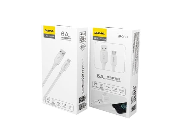 Dudao USB-kabel Dudao L2SM USB-A / micro USB 6A 1,2 m - vit