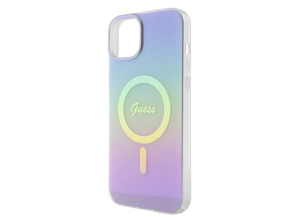 Guess IML iriserende MagSafe-deksel til iPhone 15 Plus - lilla