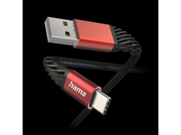 Hama Extreme, 1,5 m, USB A, USB C, USB 2.0, 0,48 Gbit/s, Musta, Punainen
