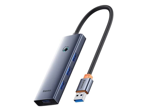 HUB USB Baseus Hub USB-A Baseus UltraJoy Series 4xUSB-A 3.0 1xUSB-C 5V - szary