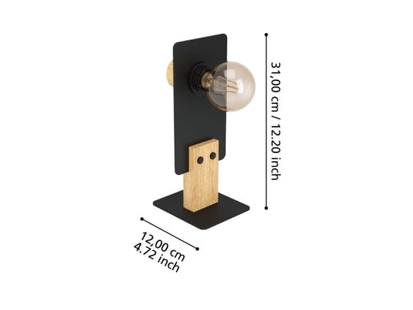 EGLO BRAMERTON bordlampe E27 sort/tre FSC