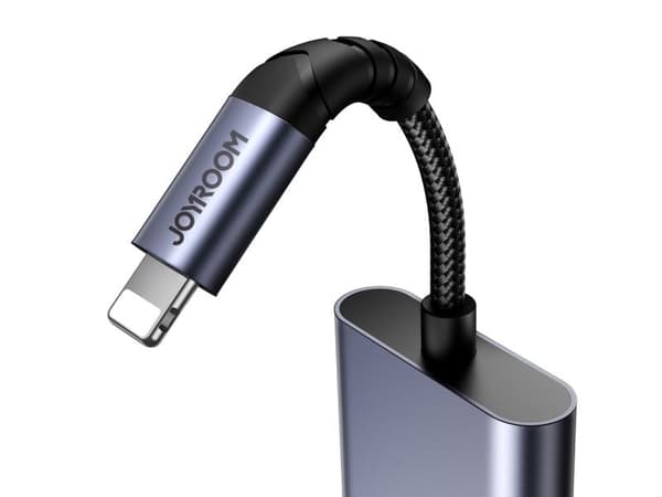 Joyroom SY-L01 Lightning til Lightning / 3,5 mm mini jack DAC-adapter 2-i-1 - sort