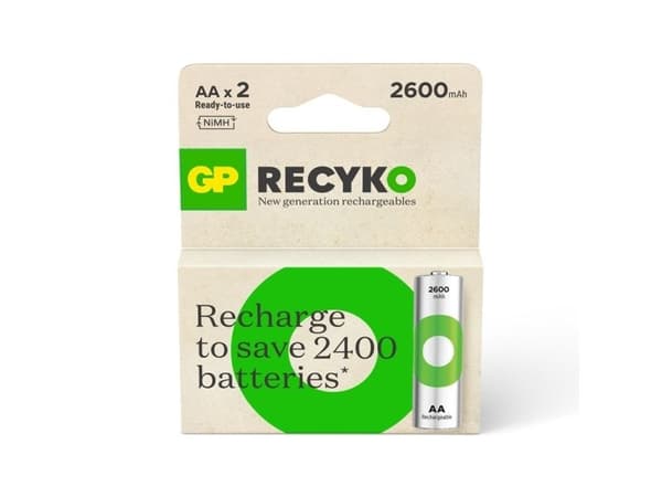 GP ReCyko AA/R6 2600 mAh batteri 2 stk