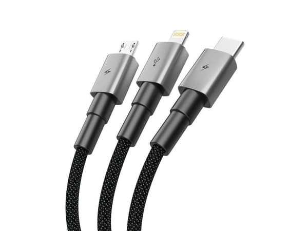 USB-kabel Tech-Protect USB-A til USB-C + microUSB + Lightning 1,2 m grå (5906302330294)